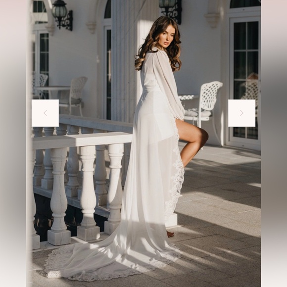 Le rose Jolie Lace Trim Maxi With Train - Includes Slip - new with tags - Picture 2 of 16